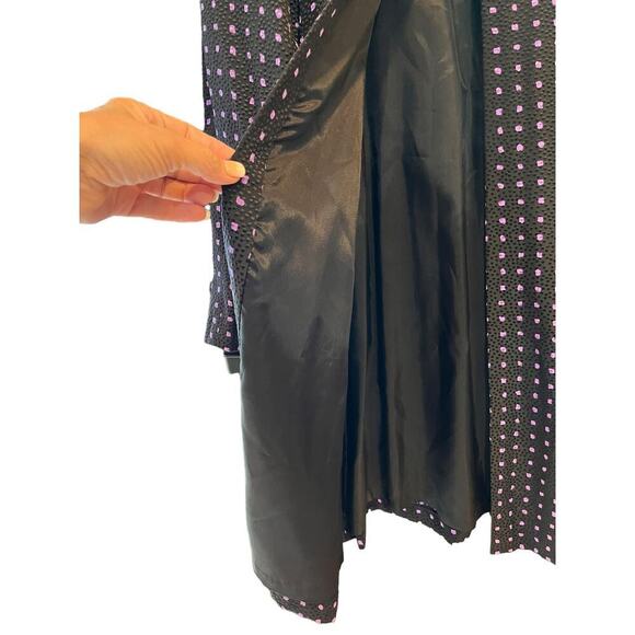 Vintage Pearl C 100% Silk Shaket Navy and Purple Polka Dot Size 4 - Picture 3 of 5